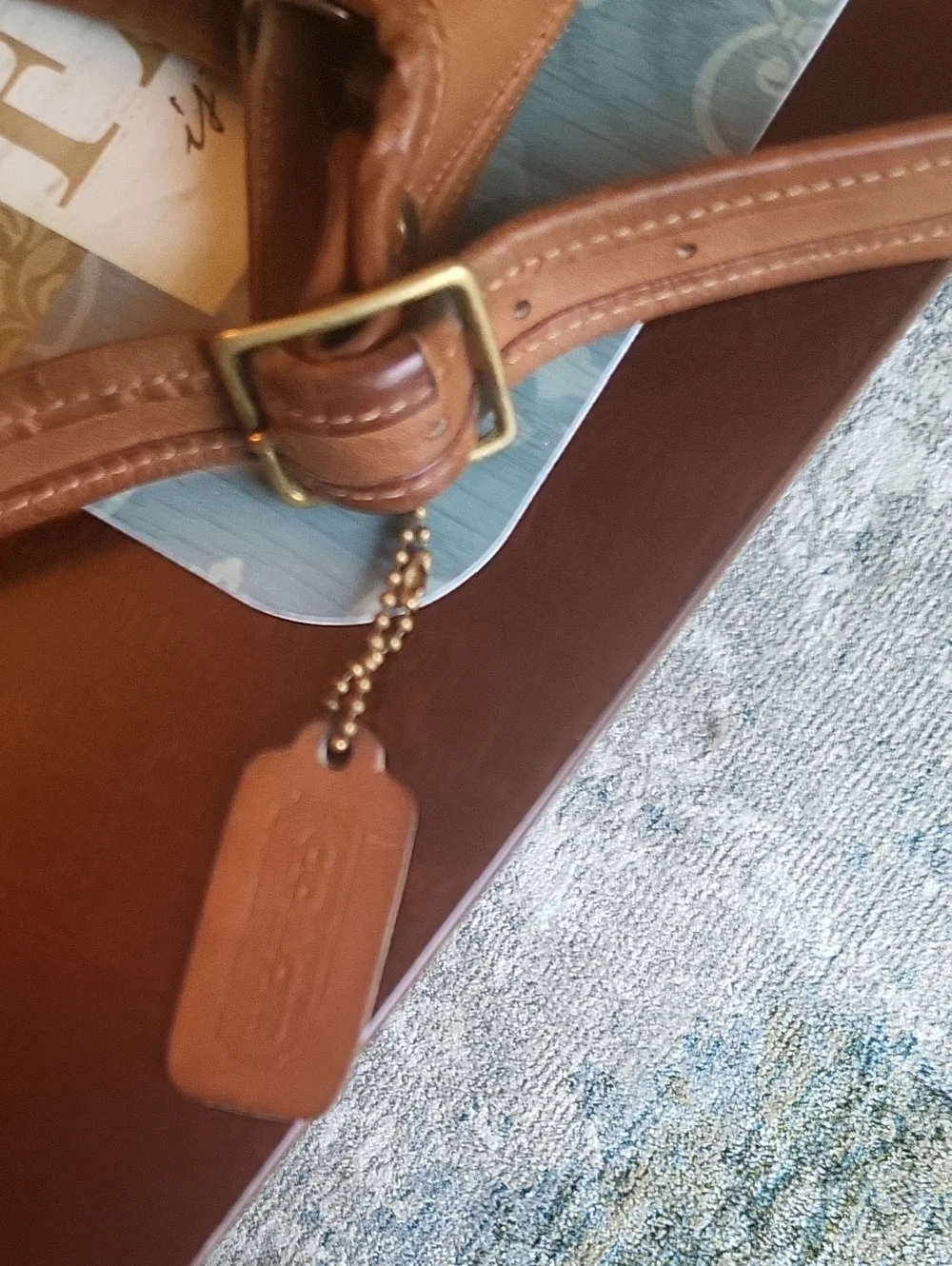Tan Leather Crossbody Coach Purse - Smooth Finish - Picture 10 of 13
